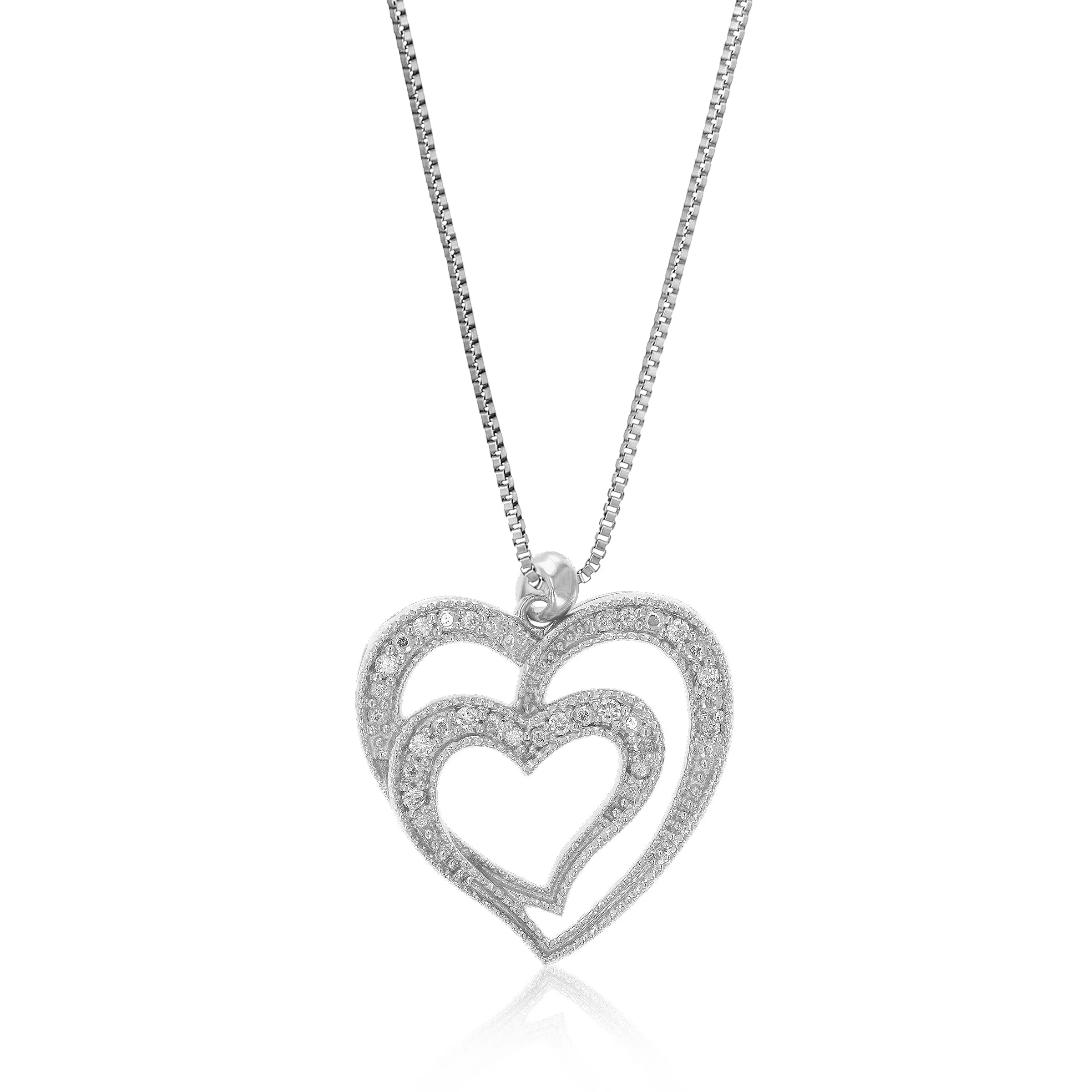 1/10 cttw Lab Grown Diamond Pendant Necklace .925 Sterling Silver 3/4 Inch With 18 Inch Chain