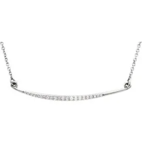 14K White 1/8 CTW Diamond Curved Bar 16" Necklace