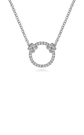 14K White Gold Open Diamond Circle Pendant Necklace  G14722