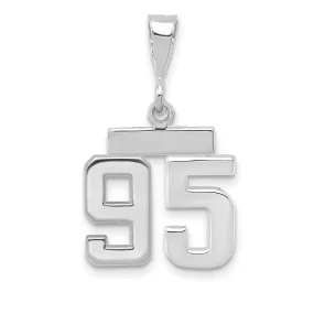 14k White Gold Polished Finish Small Size Number 95 Charm Pendant