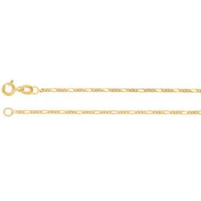 14K Yellow 1.5mm Solid Figaro 7" Chain