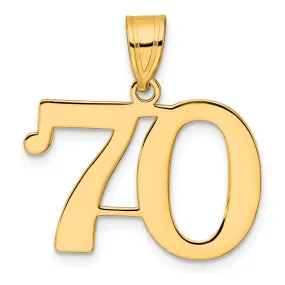 14k Yellow Gold Polished Finish Number 70 Charm Pendant