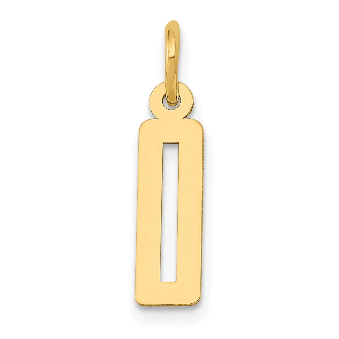 14K Yellow Gold Polished Finish Small Size Elongated Shape Number 0 Charm Pendant