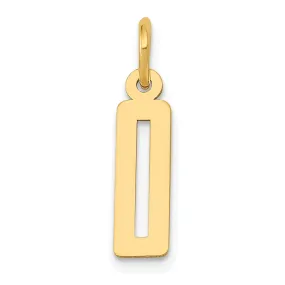 14K Yellow Gold Polished Finish Small Size Elongated Shape Number 0 Charm Pendant