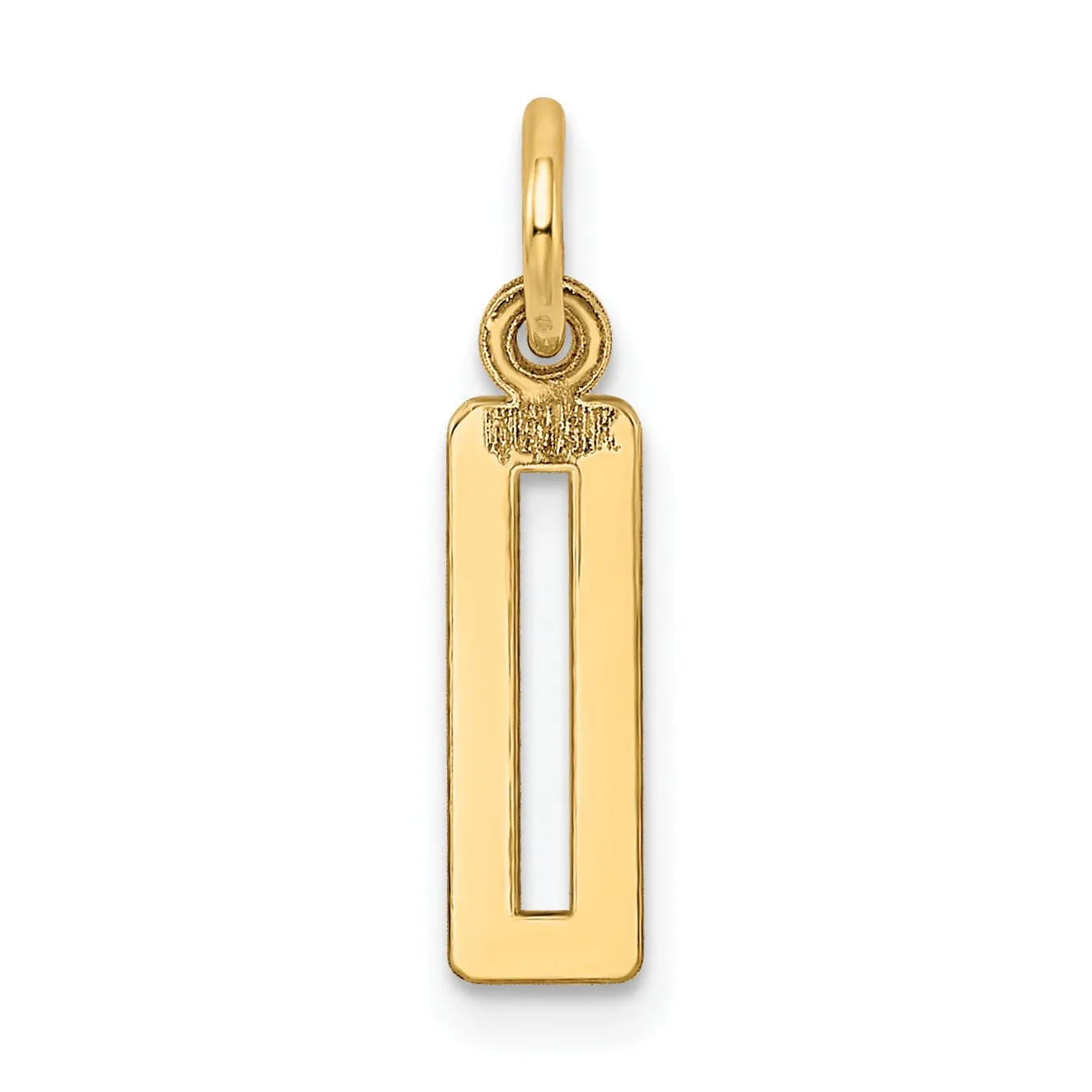 14K Yellow Gold Polished Finish Small Size Elongated Shape Number 0 Charm Pendant