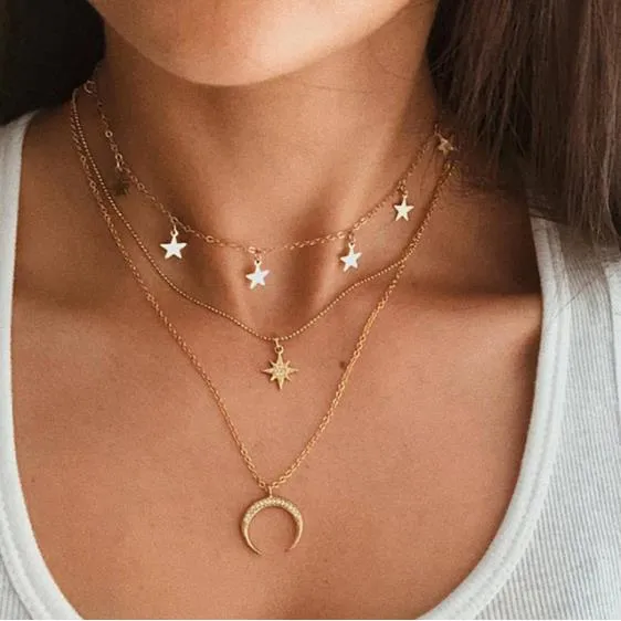 17KM New Multilayer Cross Gold Pendant Necklaces For Women Punk Letter Choker Necklace 2020 Fashion Words Jewelry Party Gift