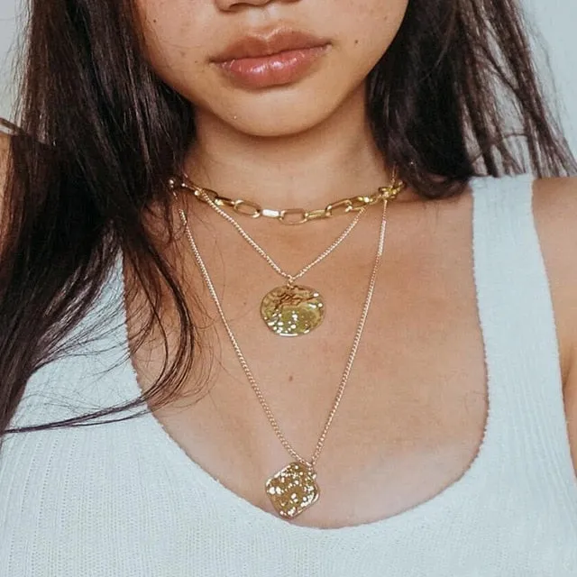 17KM New Multilayer Cross Gold Pendant Necklaces For Women Punk Letter Choker Necklace 2020 Fashion Words Jewelry Party Gift
