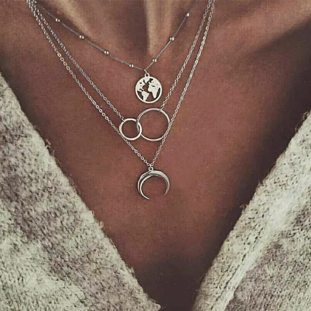 17KM New Multilayer Cross Gold Pendant Necklaces For Women Punk Letter Choker Necklace 2020 Fashion Words Jewelry Party Gift