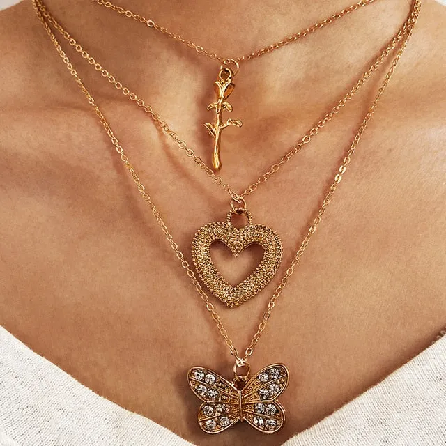 17KM New Multilayer Cross Gold Pendant Necklaces For Women Punk Letter Choker Necklace 2020 Fashion Words Jewelry Party Gift