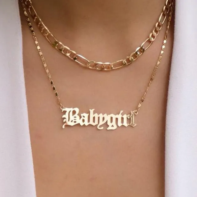 17KM New Multilayer Cross Gold Pendant Necklaces For Women Punk Letter Choker Necklace 2020 Fashion Words Jewelry Party Gift