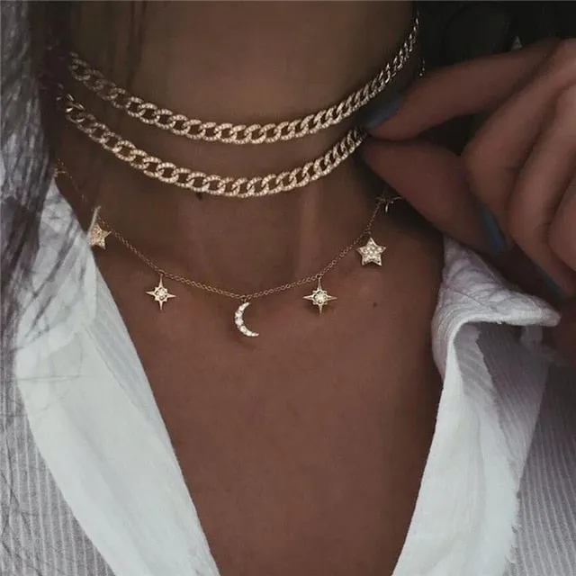 17KM New Multilayer Cross Gold Pendant Necklaces For Women Punk Letter Choker Necklace 2020 Fashion Words Jewelry Party Gift