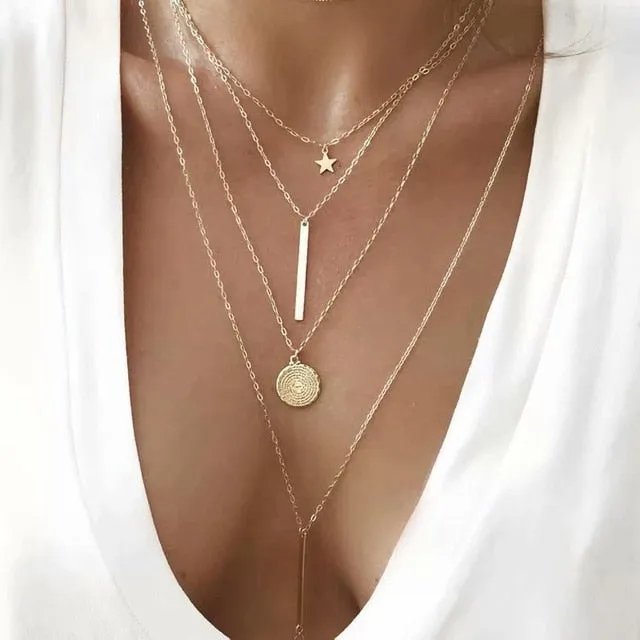 17KM New Multilayer Cross Gold Pendant Necklaces For Women Punk Letter Choker Necklace 2020 Fashion Words Jewelry Party Gift