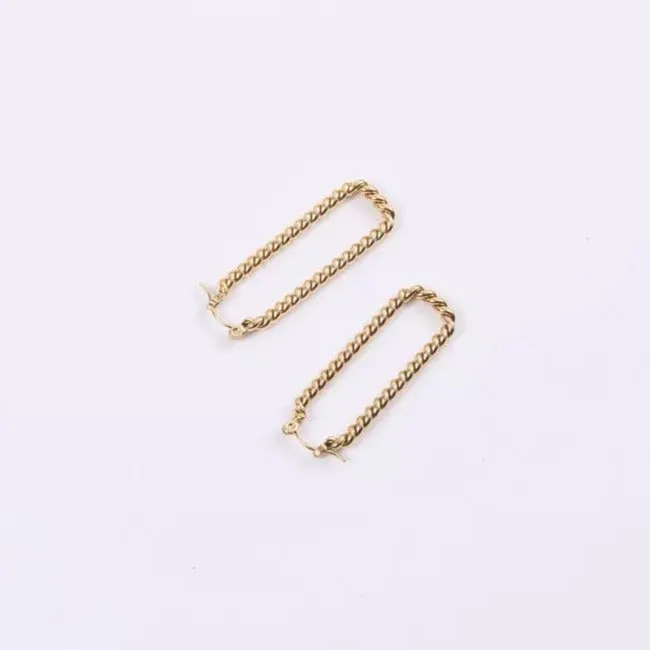 18K Gold-Filled Rectangle Twist Hoop Earrings