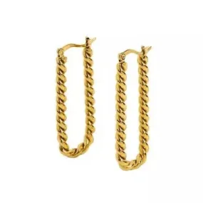 18K Gold-Filled Rectangle Twist Hoop Earrings