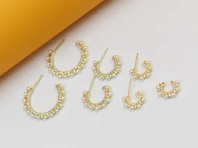 18K Gold Filled Spike Pearl Open Hoops (K269)(K103A)(K103)
