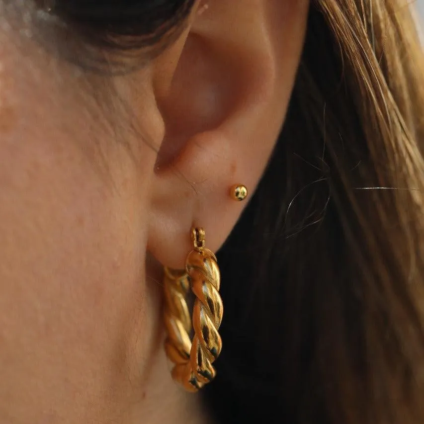 18K Gold-Filled Twisted Gold Hoop Earrings