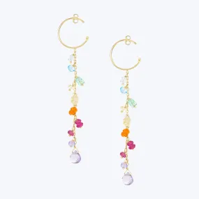 18K Gold Love is Love Baby Hoop Earring with Chain and Beads