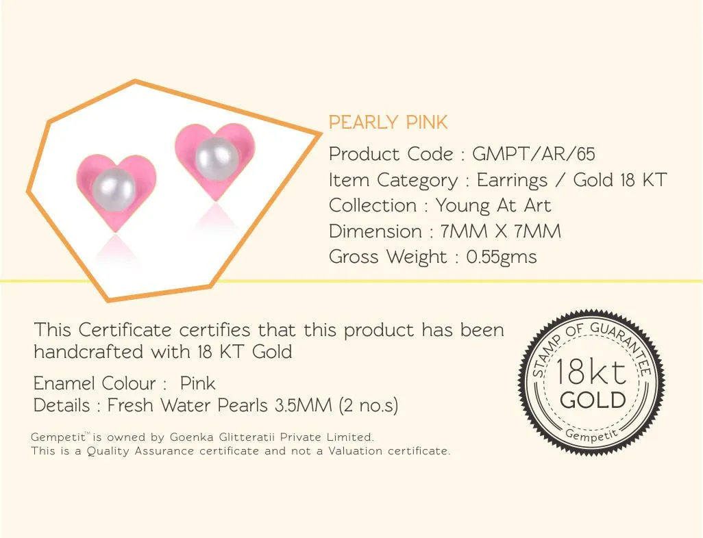 18K Gold Pearly Pink Earrings <br> Young at Art Collection