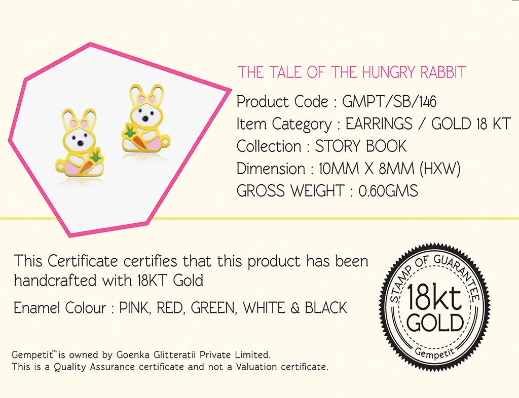 18K Gold The Tale of the Hungry Rabbit Earrings <br> Storybook Collection