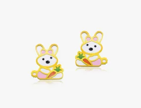 18K Gold The Tale of the Hungry Rabbit Earrings <br> Storybook Collection