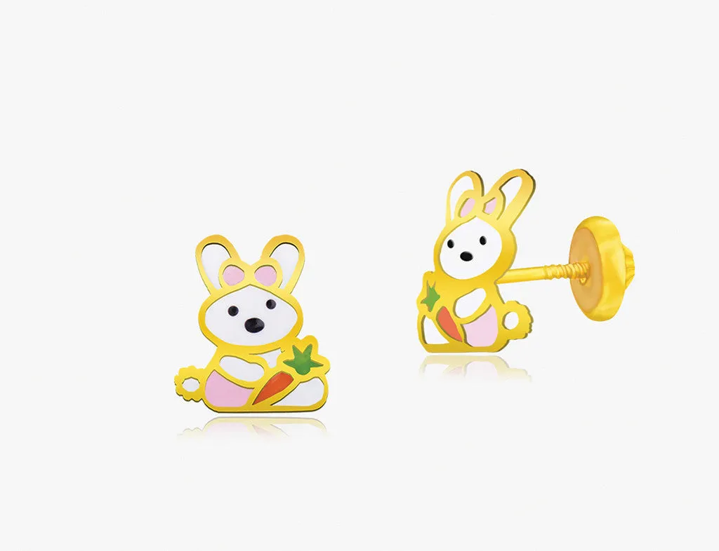 18K Gold The Tale of the Hungry Rabbit Earrings <br> Storybook Collection