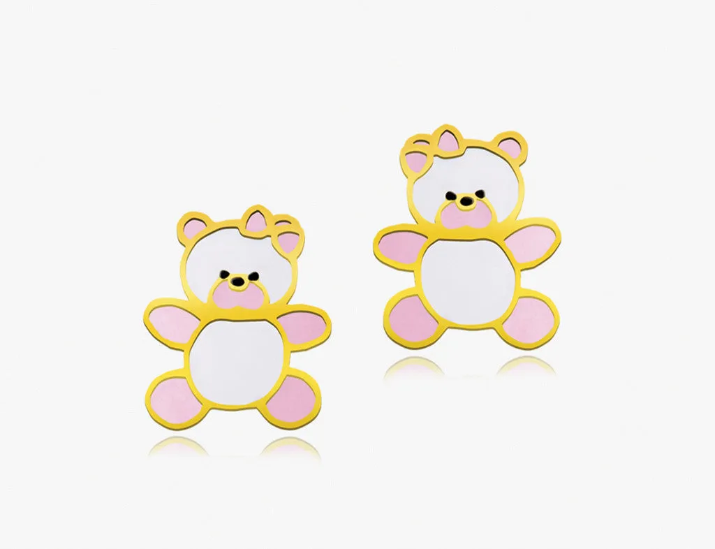 18K Hush Hush Little Bear 2 Earrings <br> Storybook Collection