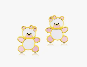 18K Hush Hush Little Bear 2 Earrings <br> Storybook Collection