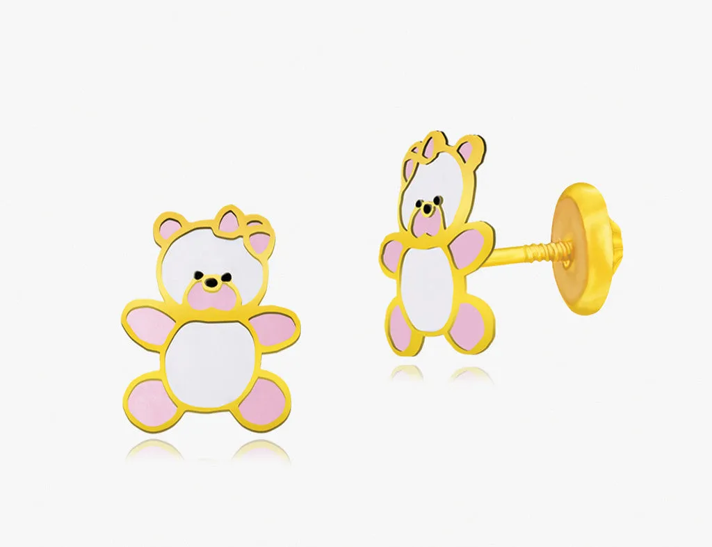 18K Hush Hush Little Bear 2 Earrings <br> Storybook Collection