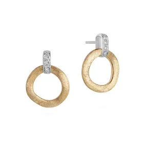18K Yellow Gold Stud Drop Earrings with Diamonds