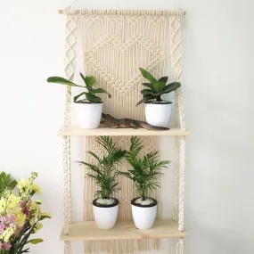 2-Tier Macrame Hanging Shelf
