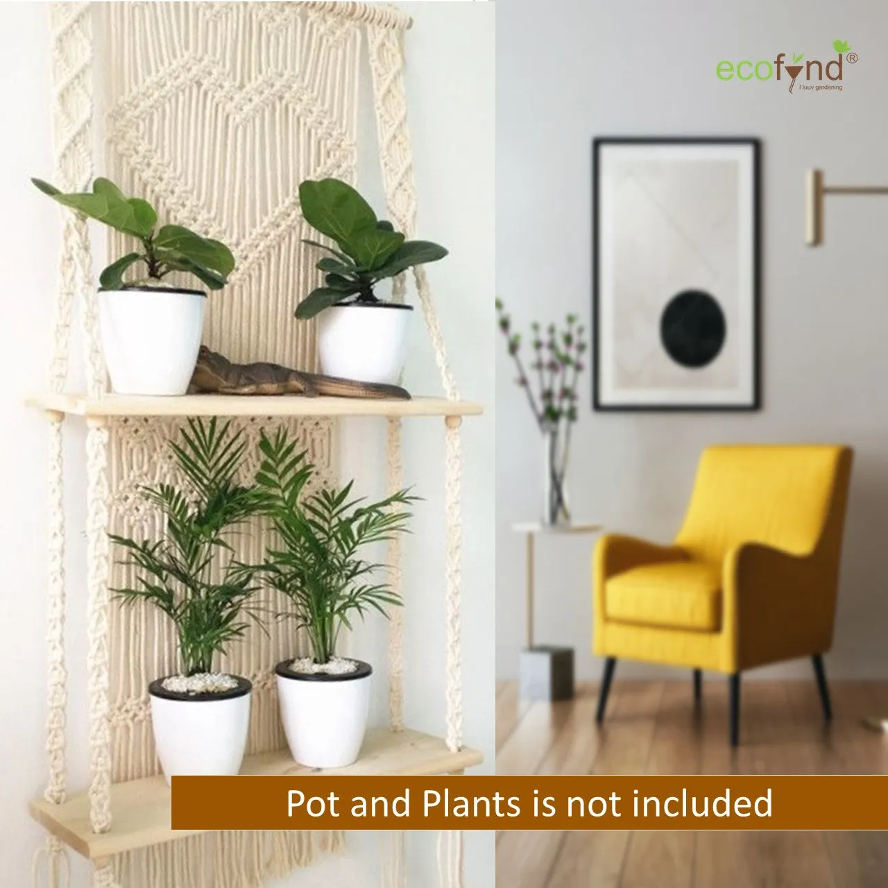 2-Tier Macrame Hanging Shelf