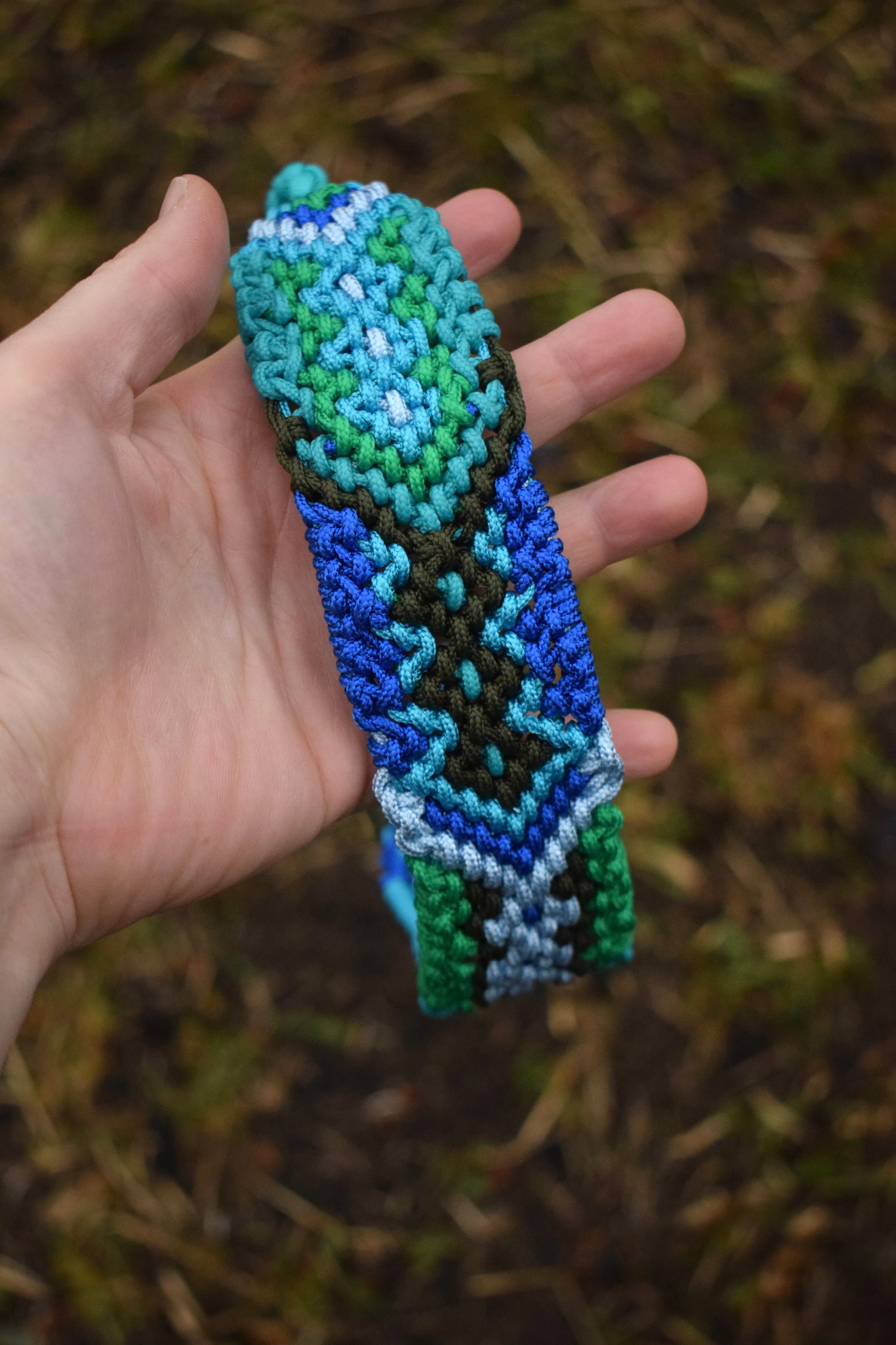 3 Diamonds pattern Macrame Dog Collar -6 colors/4 cm