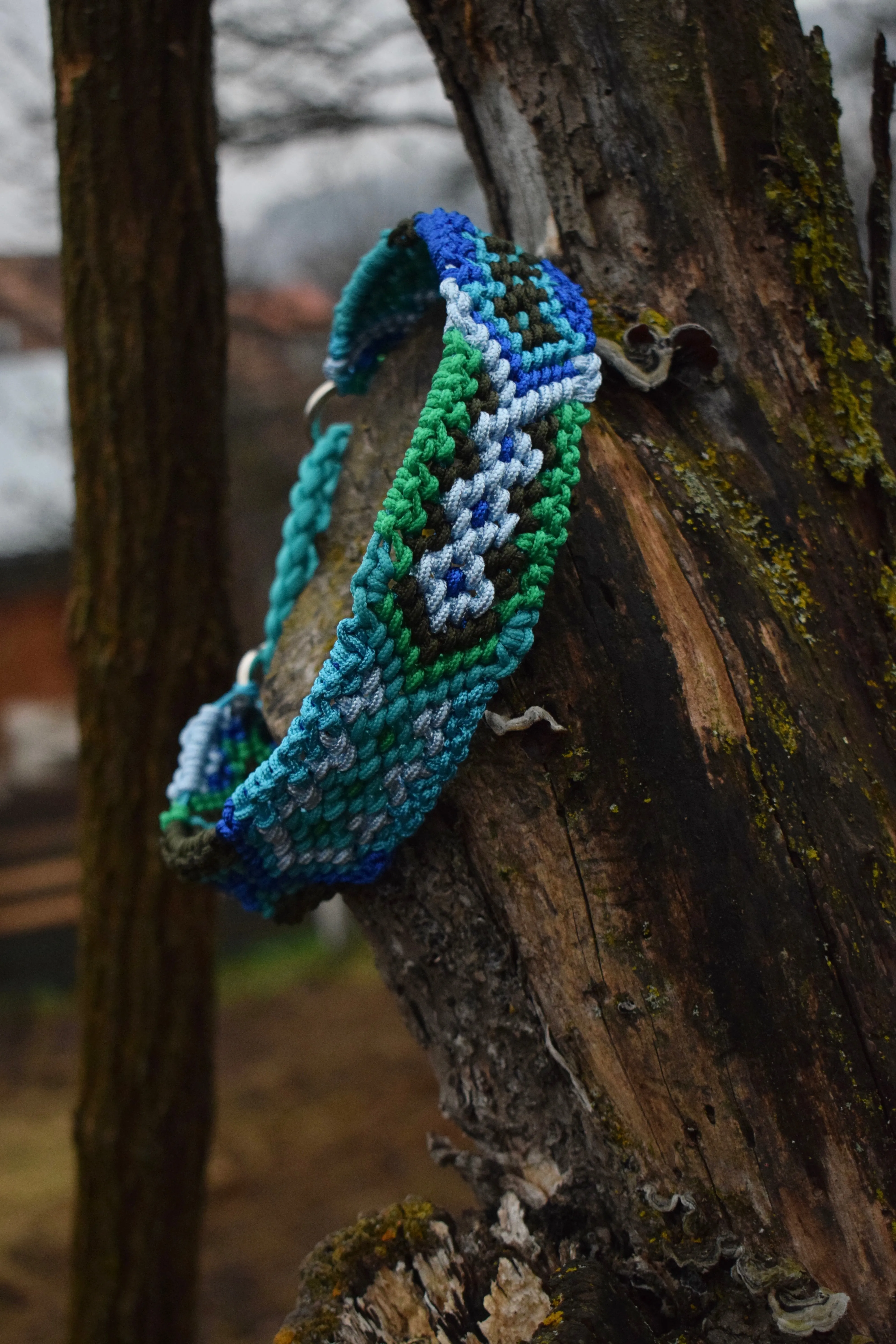 3 Diamonds pattern Macrame Dog Collar -6 colors/4 cm
