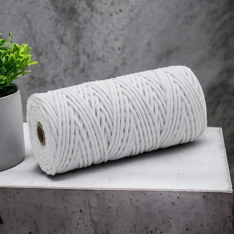 3MM WHITE Braided Cord | 100% Pure Cotton