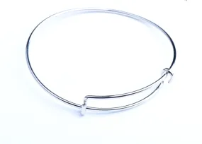 6 inch Immitation Rhodium  Bangle Bracelet with no ball catch, ea