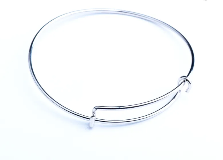 6 inch Immitation Rhodium  Bangle Bracelet with no ball catch, ea