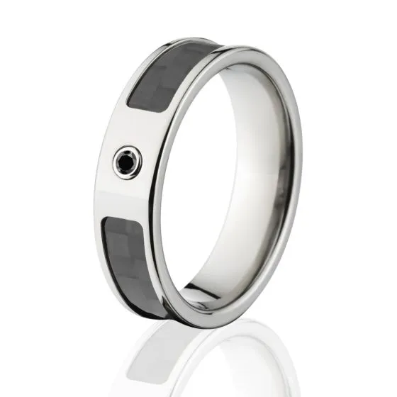 6mm Flat Black Carbon Fiber Ring, Custom Black Diamond Carbon Fiber