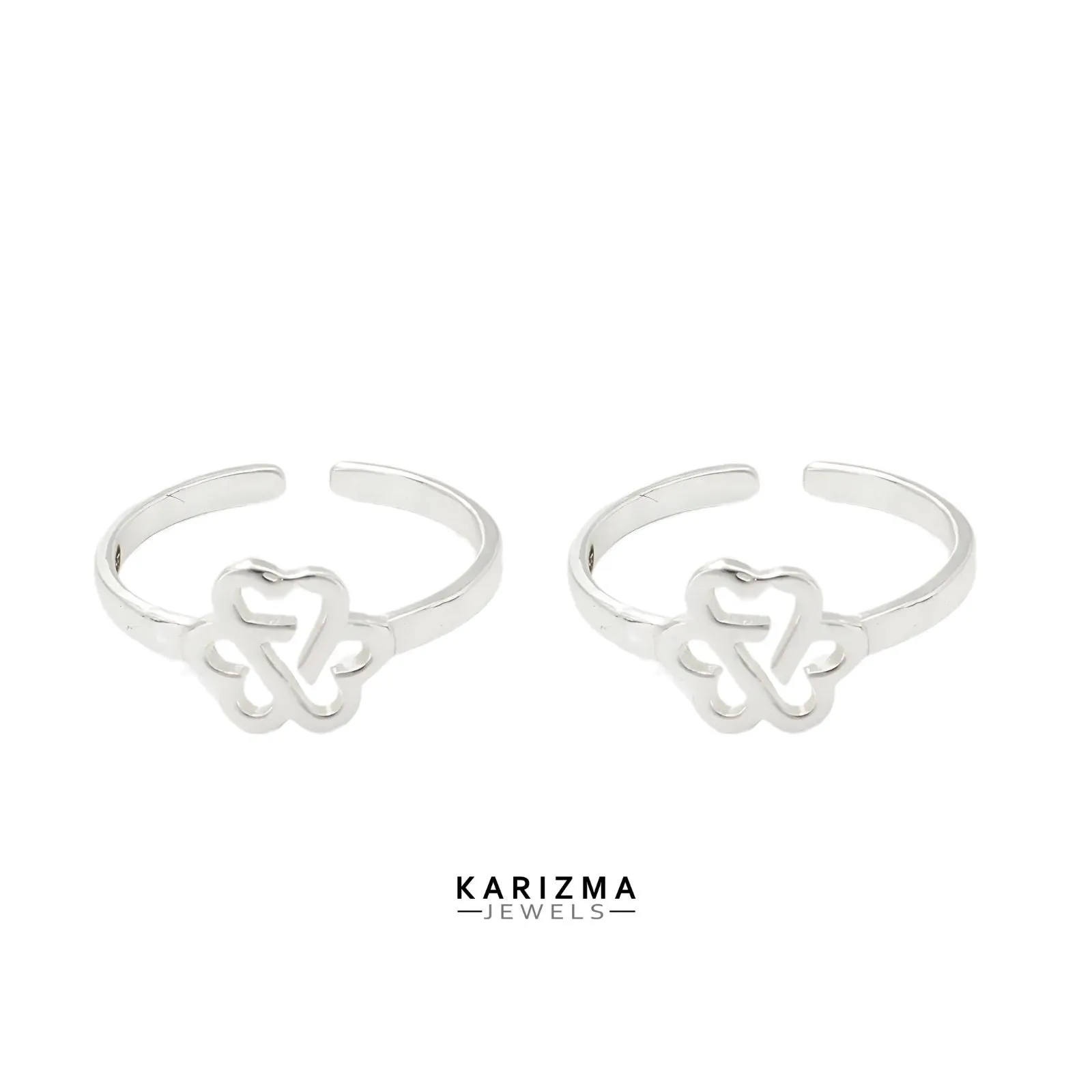 925 Real Sterling Silver cute Heart Toe Ring For Indian women - Pair