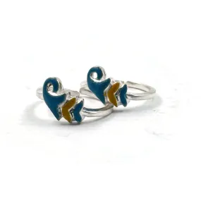 925 Sterling Silver Enamel Toe-rings - Design #10