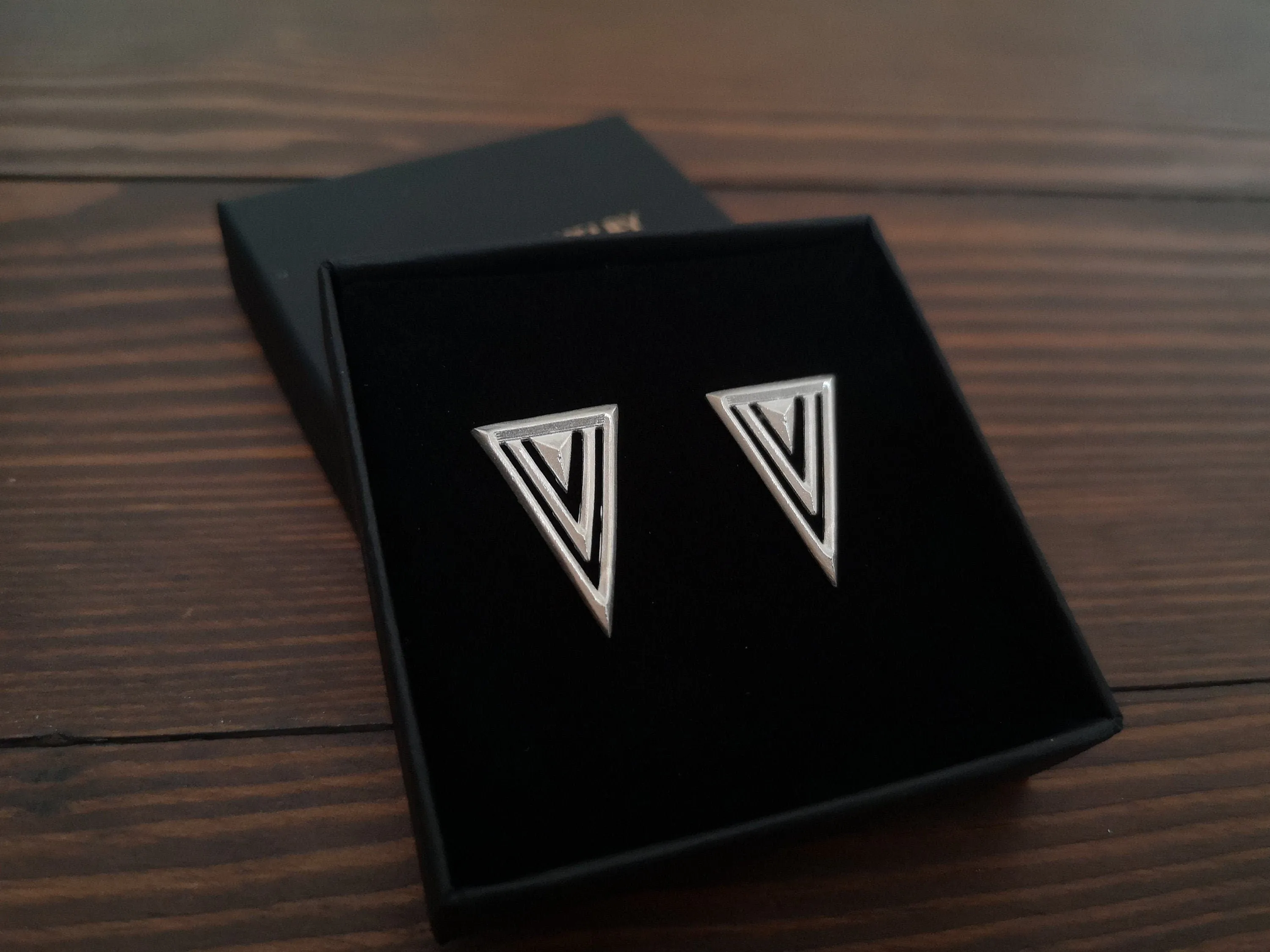 925 Sterling Silver Minimalist earrings stud triangle  geometric earring