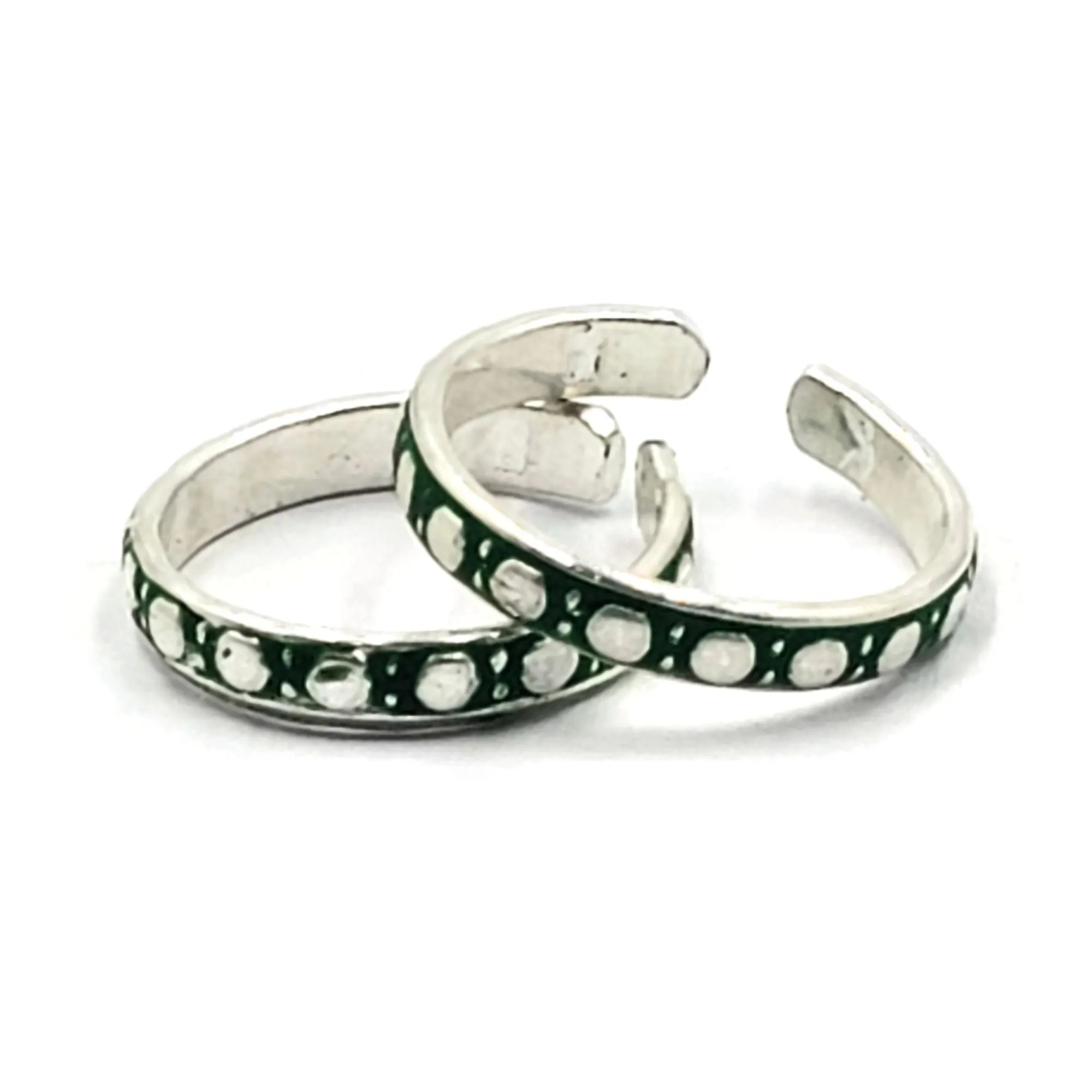 925 Sterling Silver Multicolor Toe-rings - Design #16