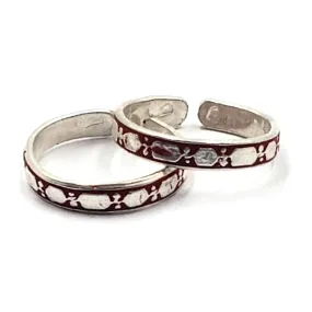 925 Sterling Silver Multicolor Toe-rings - Design #16