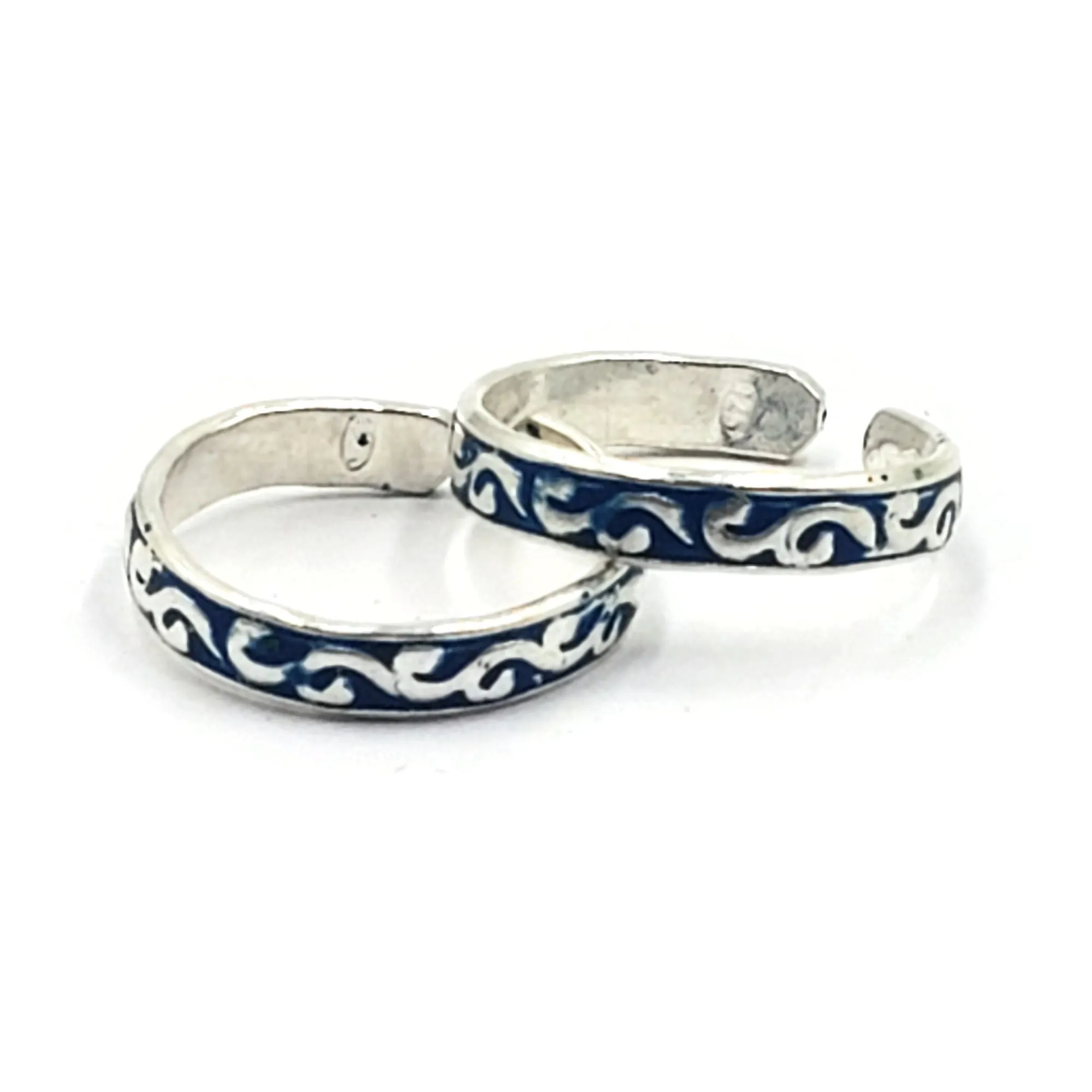 925 Sterling Silver Multicolor Toe-rings - Design #21