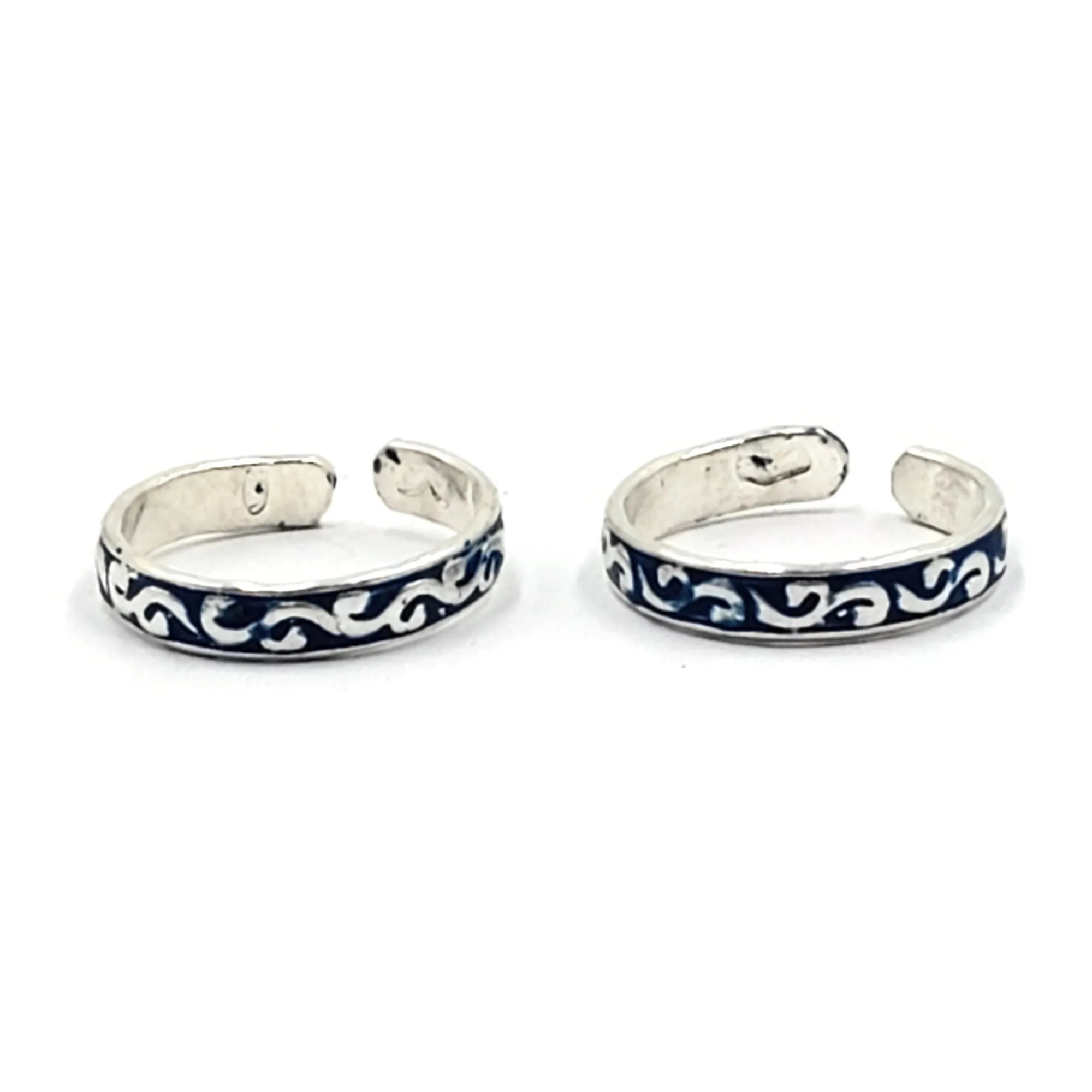 925 Sterling Silver Multicolor Toe-rings - Design #21