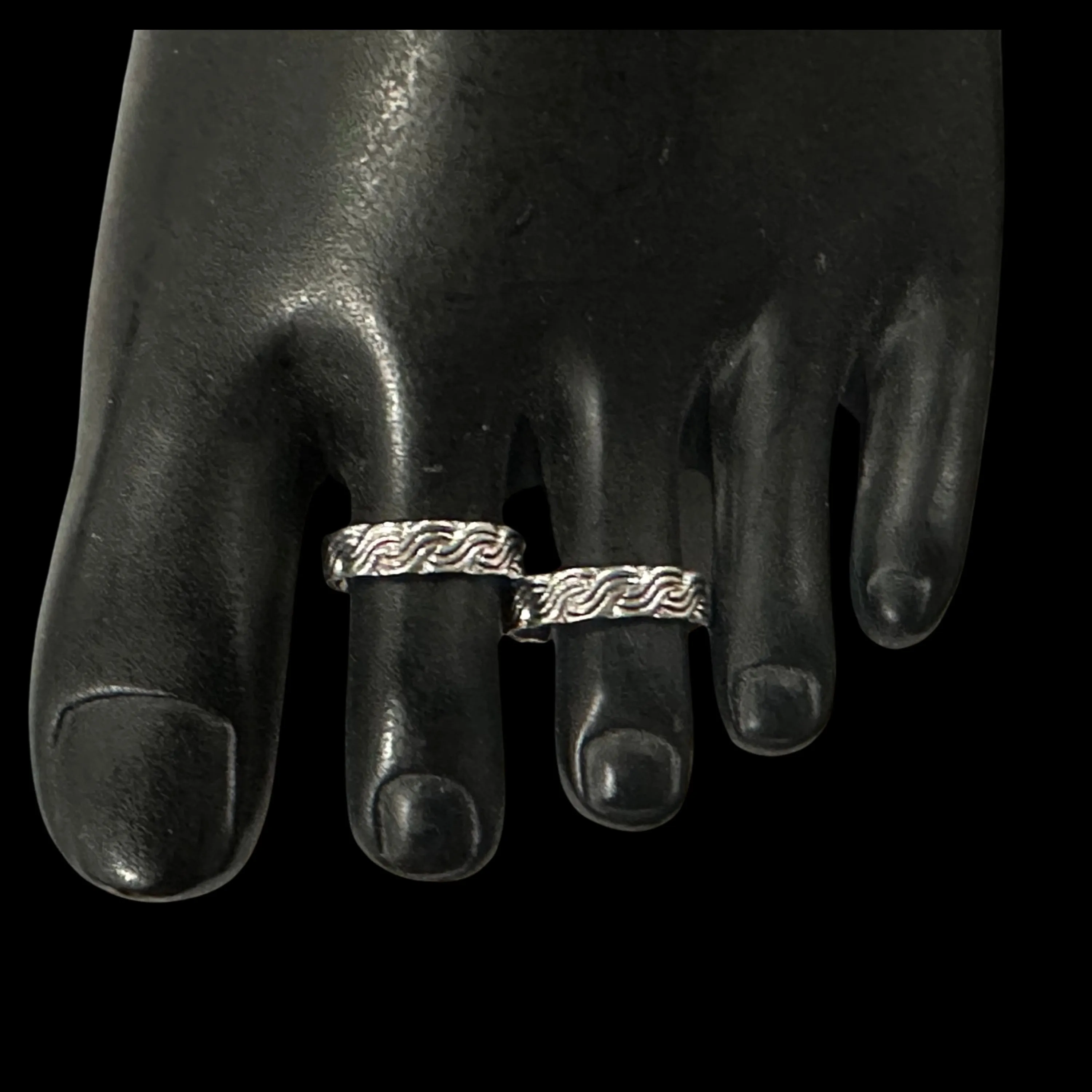 925 Sterling Silver Oxidized Toe-rings - Design #07