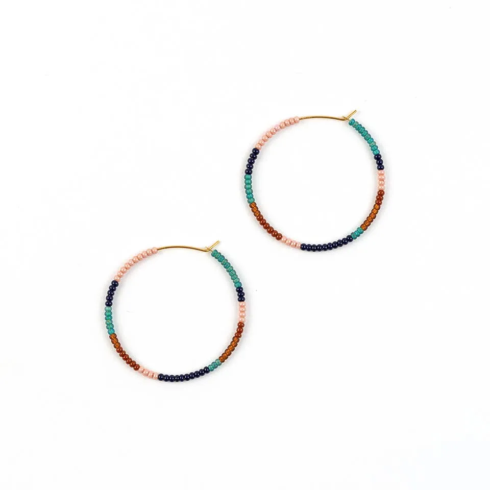 Altiplano - Beaded Hoop Earrings: Turquoise Sand