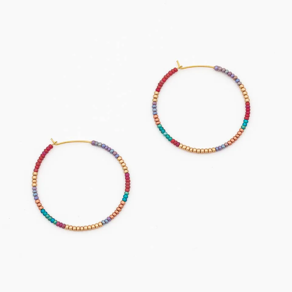 Altiplano - Beaded Hoop Earrings: Turquoise Sand