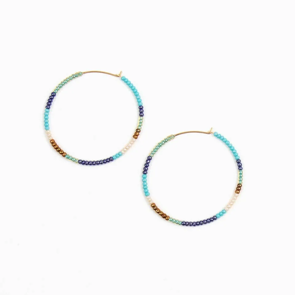 Altiplano - Beaded Hoop Earrings: Turquoise Sand