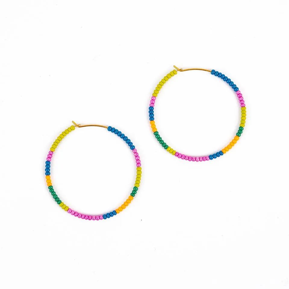 Altiplano - Beaded Hoop Earrings: Turquoise Sand
