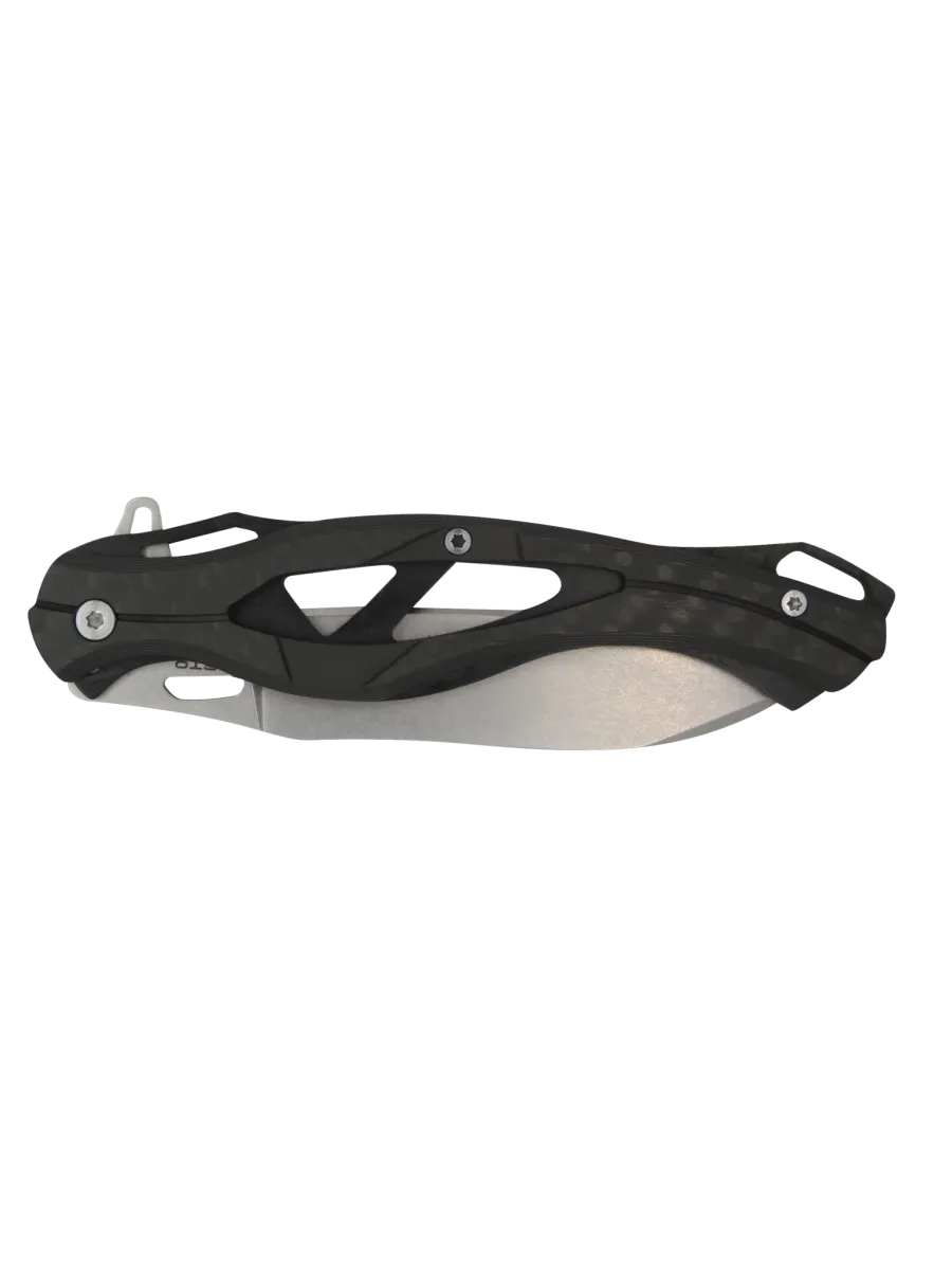 AR1890 Carbon Fiber Handle Stonewash Flipper Knife